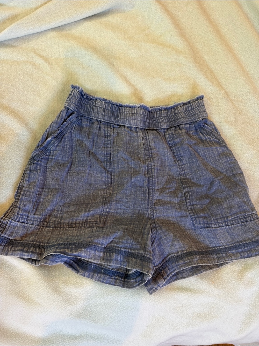 Women’s Casual Elastic-Waist Blue Shorts